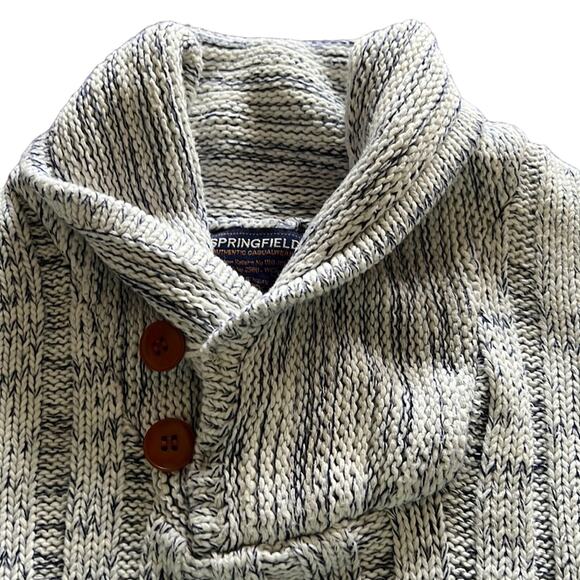 Springfield Mens Small Blue & White Cotton Knit Sweater Marled Pullover Y2K - Picture 2 of 7